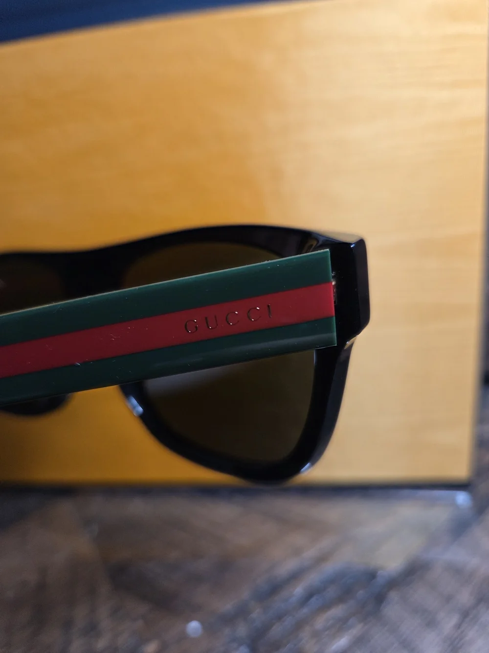 Gucci Black Rectangle Polarized Sunglasses GG0341S NWT